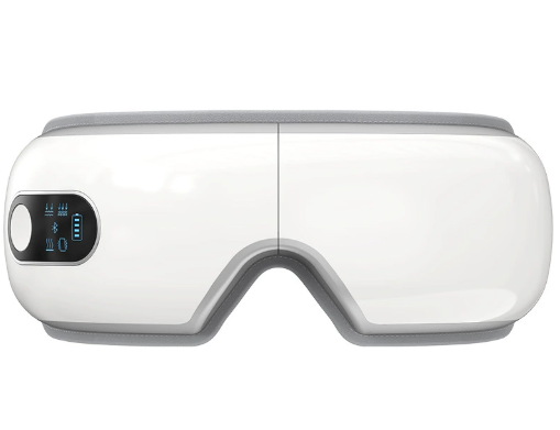 LumiEyes Pro™ Smart Eye Massager - Front view showing white ergonomic design with airbag compression system